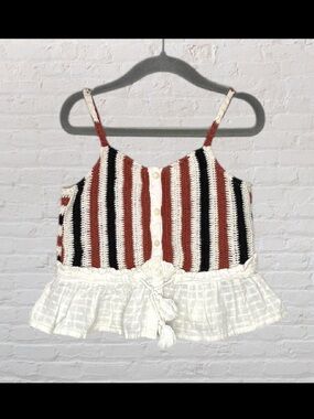 Zara Cropped Crochet Peplum Tank